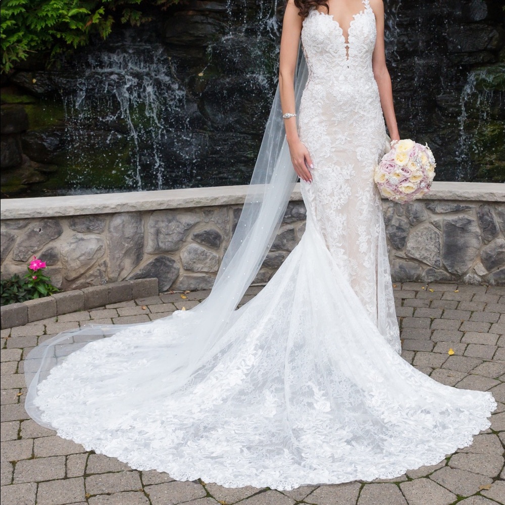 Wedding dress with lace, beading and sequins